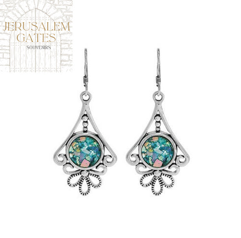 Floral Roman Glass Earrings